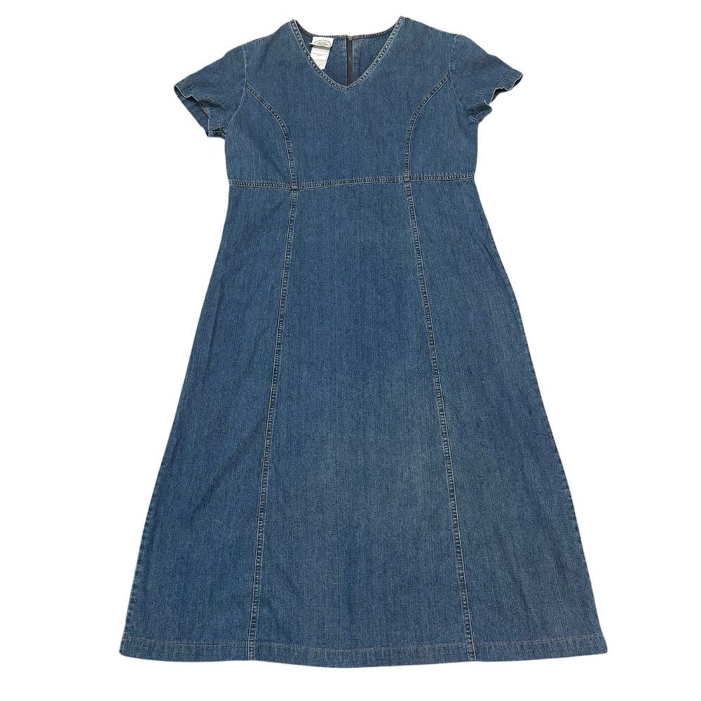 Laura Ashley Vintage VTG Denim Short Sleeve Midi/Maxi  Dress Size 12